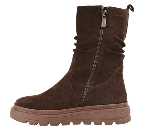 Ghete casual, dama, PASS COLLECTION, J870033C maro, piele intoarsa